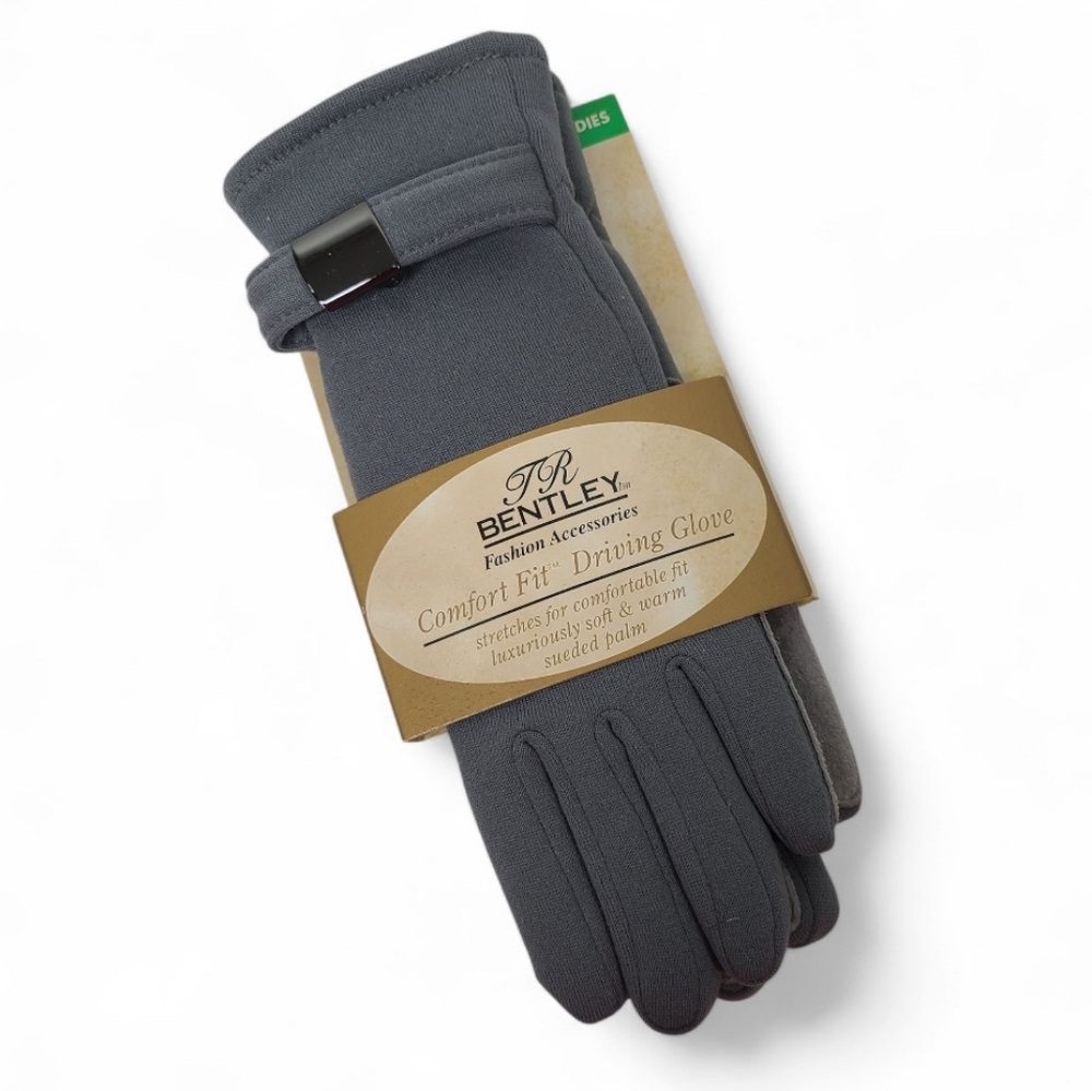 TR BENTLEY Comfort Fit Driving Gloves Gray Sz S/M Vintage NWT